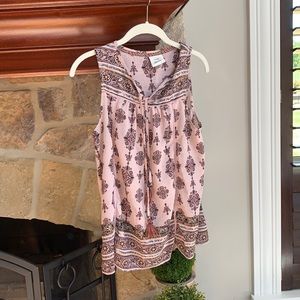Pink and orange pattern blouse